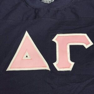 Delta Gamma DG Navy Greek Letter Jersey with Pink Letter